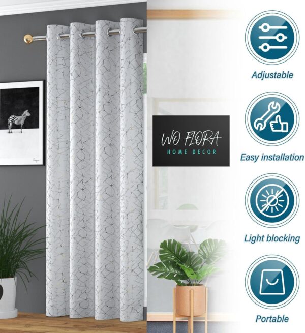 Blackout Door Curtain Set - Thermal Insulated Heavy Fabric in White - Image 5