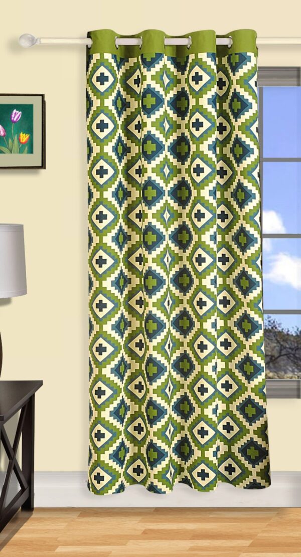 Swayam 100% Cotton Long Door Curtain - Noise Dampening Green Elegance - Image 2