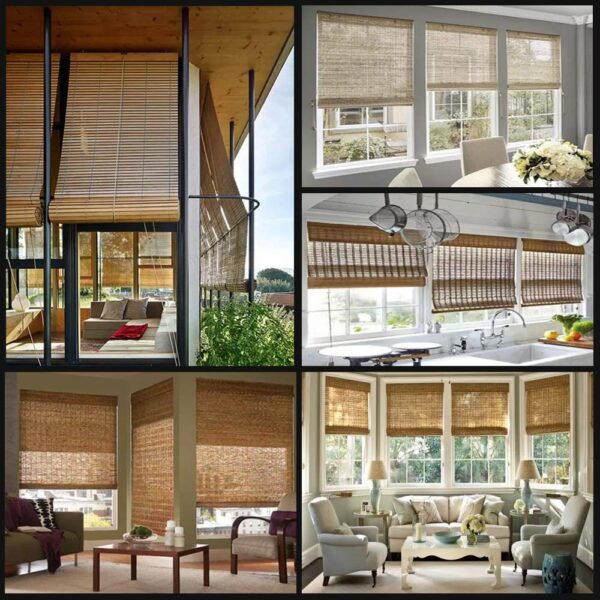 Stylish Bamboo Roller Shades for Natural Light Filtering and UV Protection - Image 4