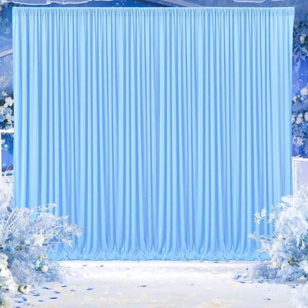 Sky Blue Wrinkle-Free Backdrop Curtains for Stunning Photography and Events - Image 3