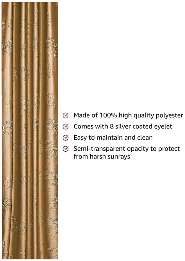 Elegant Gold Polyester Long Door Curtains - Solimo Crush Emboss, Pack of 2 - Image 2