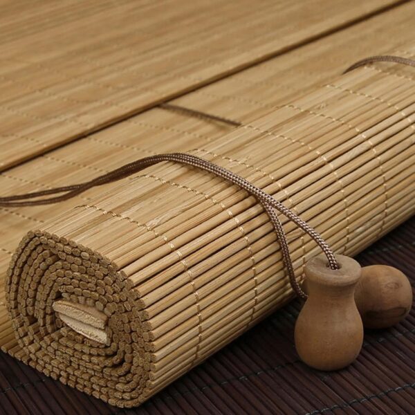 Natural Bamboo Roller Shades for Light Filtering and Blackout Options - Image 3