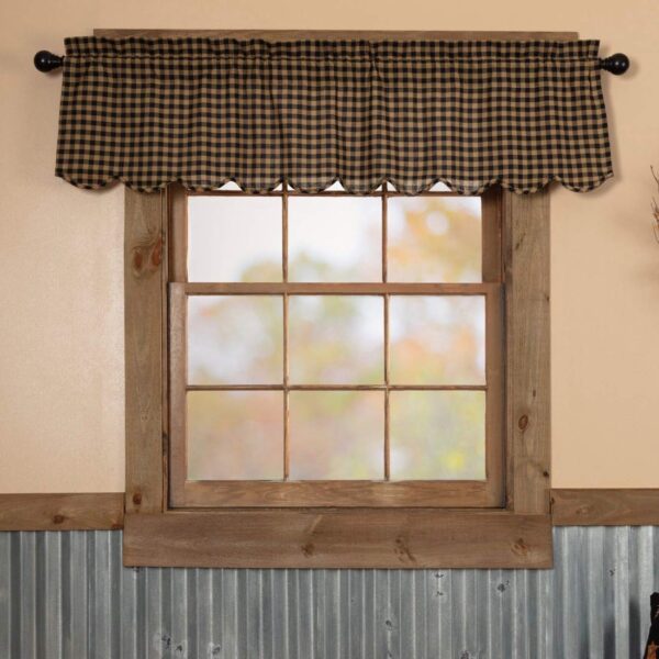 Raven Black Cotton Check Valance for Primitive Kitchen Decor in 16x60 Size - Image 3