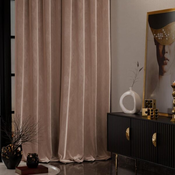 Elegant Parisian Blush Velvet Curtain for Living Room and Bedroom Decor - Image 3