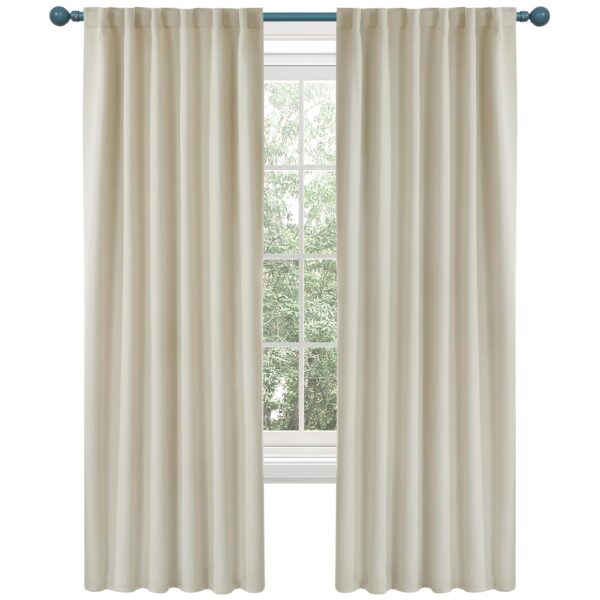 Light Beige Thermal Insulated Blackout Curtains for Nursery - Set of 2 Panels - Image 2