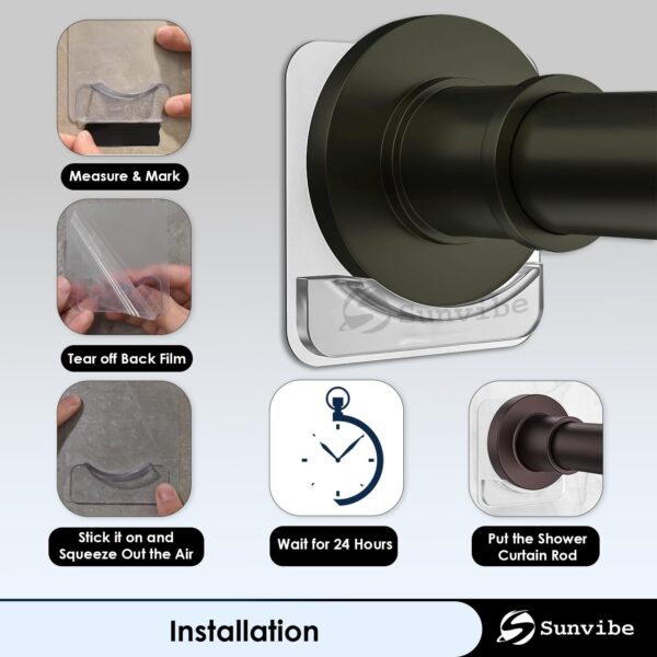 Invisible Shower Curtain Rod Holder - No Drilling, Easy Adhesive Installation - Image 4