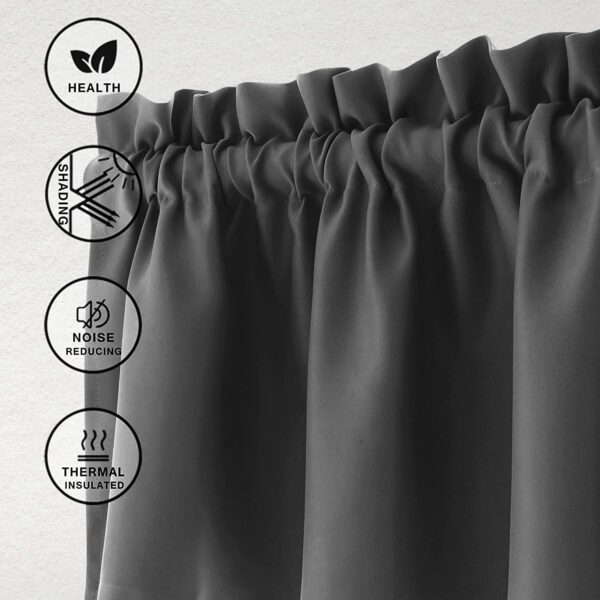 Dark Grey Hiasan Valance Curtains for Kitchen - Blackout Thermal Insulated Design - Image 2