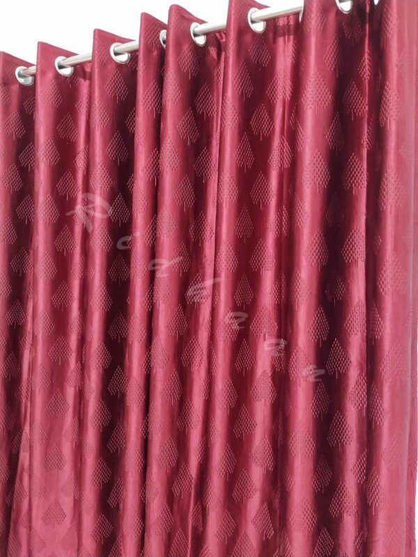 Elegant Maroon and Golden RIDHAAN Fabric Curtains with Tieback - Pack of 4 - Image 2