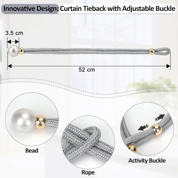 Adjustable Grey Curtain Holders Tiebacks for Home and Office Decor - Image 2