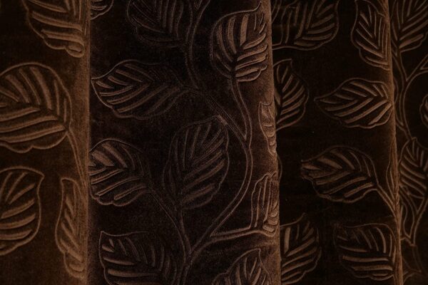 Elegant Coffee Velvet Leaves Curtains Set for Living Room and Bedroom - Image 4