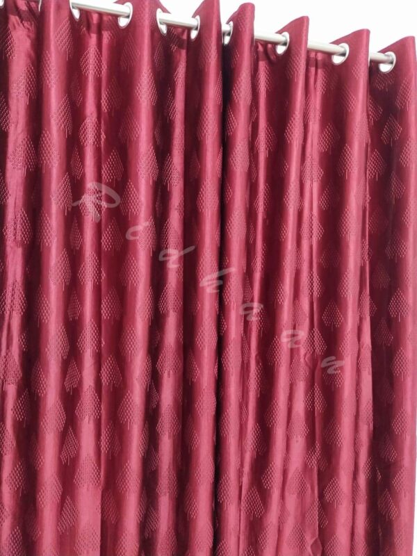 Elegant Maroon and Golden RIDHAAN Fabric Curtains with Tieback - Pack of 4 - Image 5