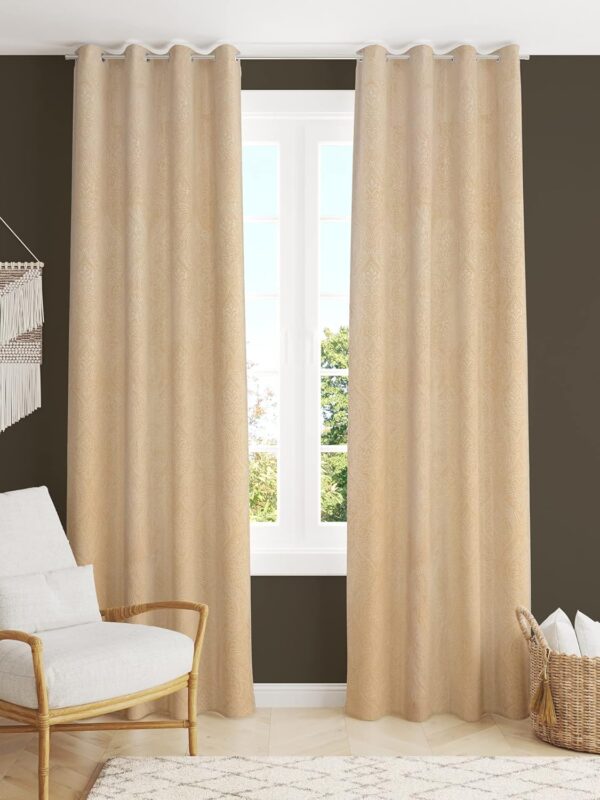 Elegant 2 Piece Cream Velvet Door Curtains - 7 Feet for Stylish Homes - Image 2