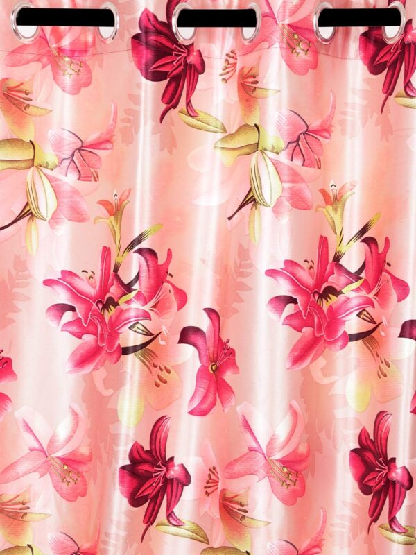 Stylish Pink 3D Flower Eyelet Door Curtains - 7 Feet Polyester Decor - Image 2