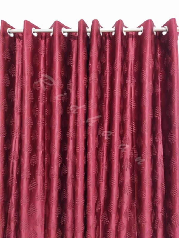 Elegant Maroon and Golden RIDHAAN Fabric Curtains with Tieback - Pack of 4 - Image 3