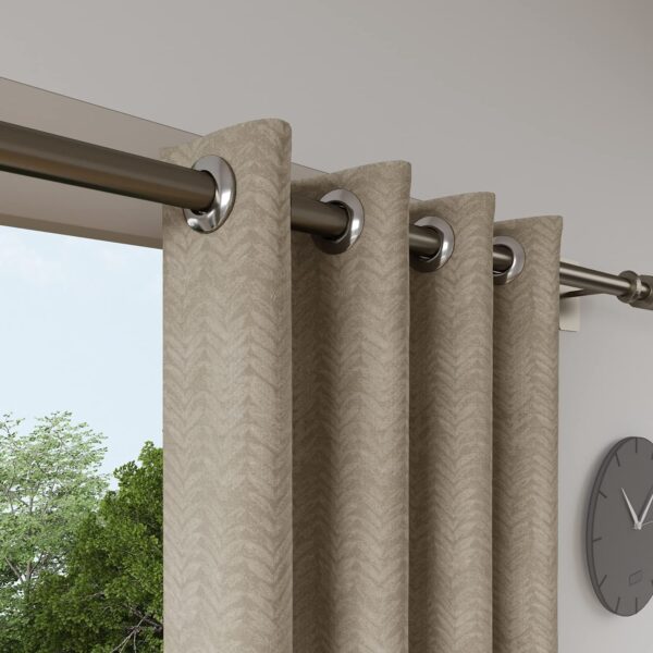 Elegant Beige Geometric Polyester Curtains for Room Darkening - 7 FT Length - Image 2