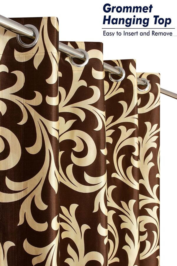 Stylish STARNSTYLE Leaf Print Eyelet Curtains - 7 Feet Coffee Essential Decor - Image 2