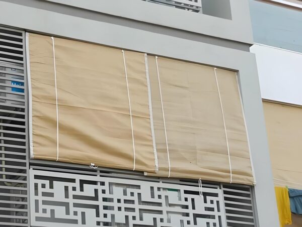 Bamboo Roll-Up Blinds: Waterproof Beige Curtains for Windows and Balconies - Image 2