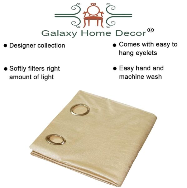 Elegant Cream Curtains for Long Doors - Galaxy Home Decor, Pack of 2 - Image 5