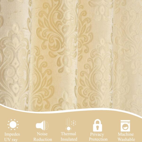 Elegant Cream Paisley Velvet Curtains | 80% Room Darkening | 2Pc Eyelet Set - Image 5