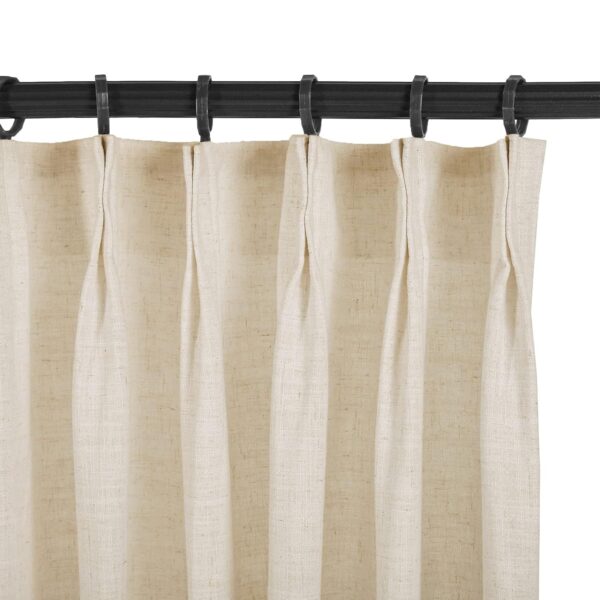 Elegant Sand Beige Pinch Pleat Faux Linen Curtain Panel for Darkening Spaces - Image 2