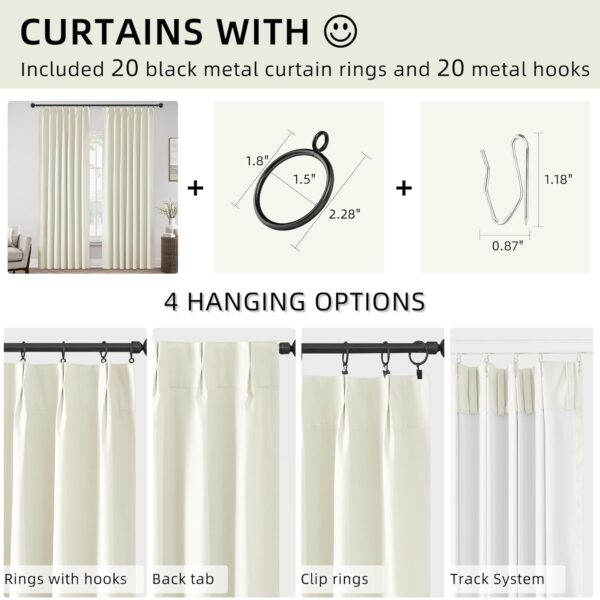 Elegant Ivory Pinch Pleat Blackout Curtains for Living Room and Bedroom - Image 2