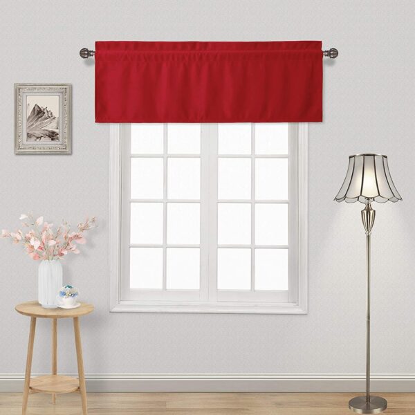 Red Christmas Valance for Kitchen Window - Blackout Curtains 52x14 Inch - Image 2