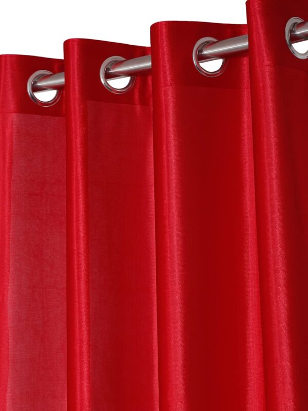 Elegant 3D Tulips Maroon Door Curtains - 7 Feet Polyester Set - Image 2