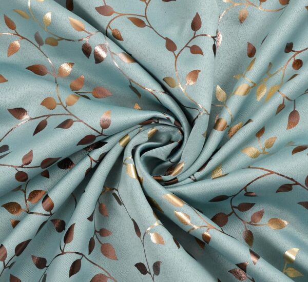 Luxury Island Aqua Blackout Curtains with Shining Foil Print - 4x5 Feet - Image 6