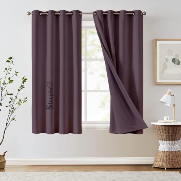 SEEPINO Blackout Curtains Set: 100% Room Darkening Thermal Insulated Plum Color - Image 2