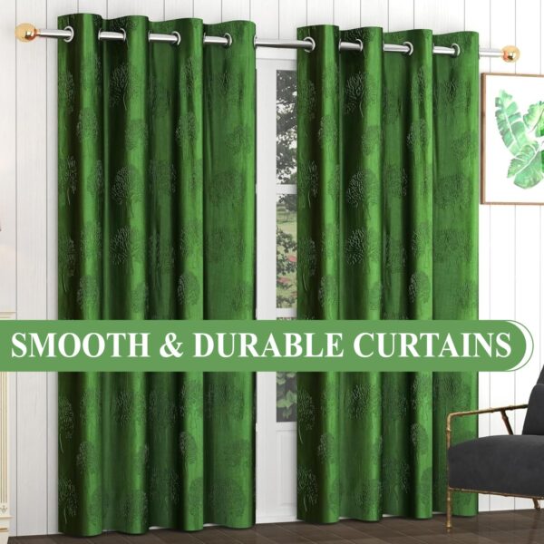 Elegant Green Rod Pocket Opaque Curtains for Doors - 7 Feet Long - Image 6