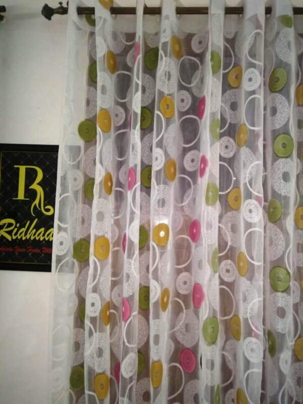 RIDHAAN Multicolour Tissue Net Bubbles Design Door Curtains - 7x4 Feet - Image 5