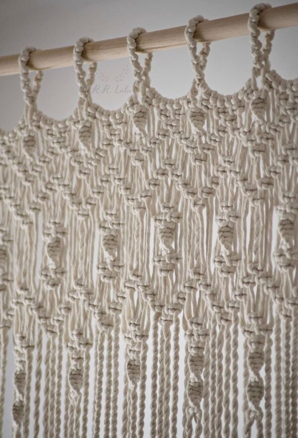 Handmade Macrame Door Curtain for Stylish Wall Decoration in Off White - Image 3