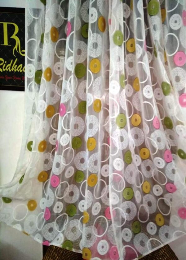 RIDHAAN Multicolour Tissue Net Bubbles Design Door Curtains - 7x4 Feet - Image 3