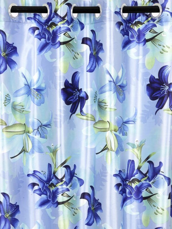 Blue 3D Flower Eyelet Polyester Curtains - Elegant Home Decor Upgrade - Image 2