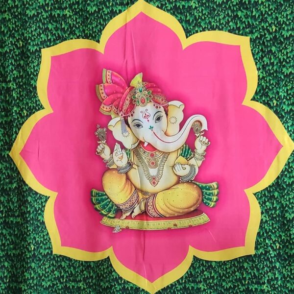 Ganesh Backdrop Cloth for Pooja Decoration - 5x8 Feet Traditional Curtain - Image 2