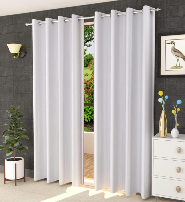 Elegant White Solid Plain Curtains for 9-Foot Long Doors by Galaxy Home Decor - Image 4