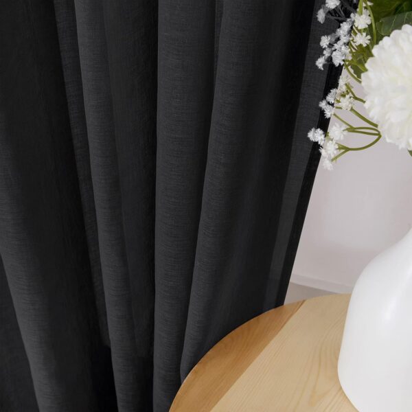 Elegant Black Sheer Valance Curtains for Light Filtering Bedroom Decor - Image 3