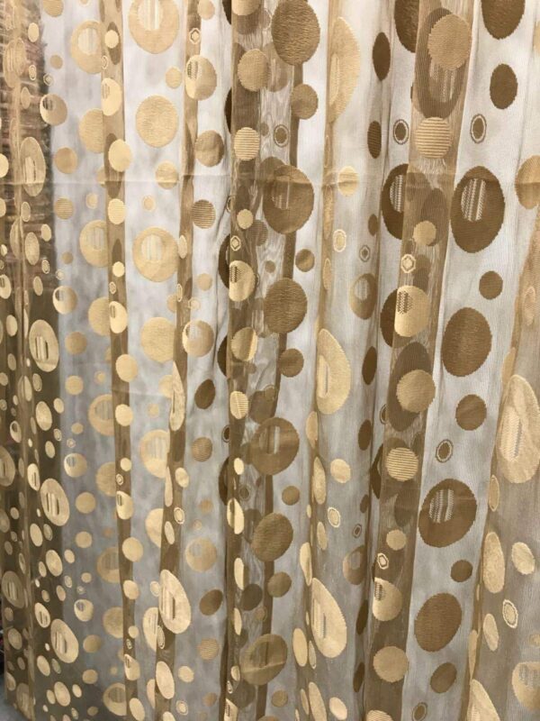 Elegant RIDHAAN Brown Dot Circles 9 Feet Imported Net Fabric Curtains - Image 2