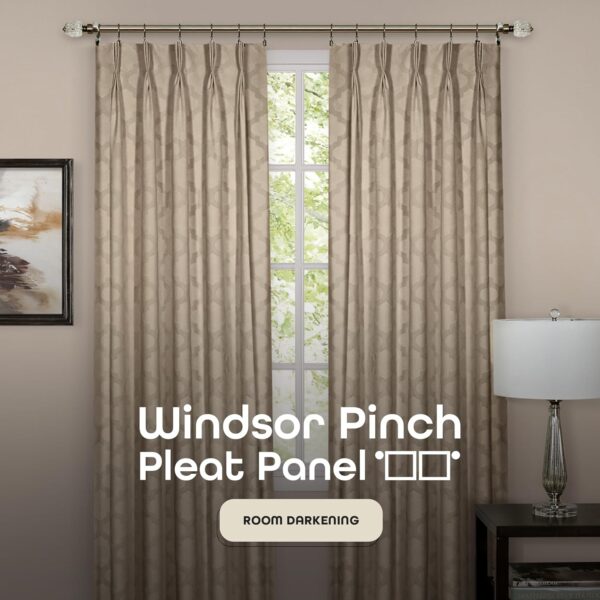 Elegant Windsor Pinch Pleat Curtains in Camel, 34x84" for Your Home - Image 2