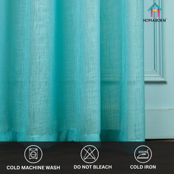 Ombre Linen Sheer Curtains for Stylish Living Spaces in Yellow and Sky - Image 4