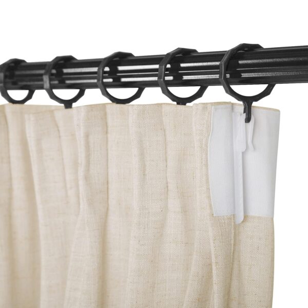 Elegant Sand Beige Pinch Pleat Faux Linen Curtain Panel for Darkening Spaces - Image 3