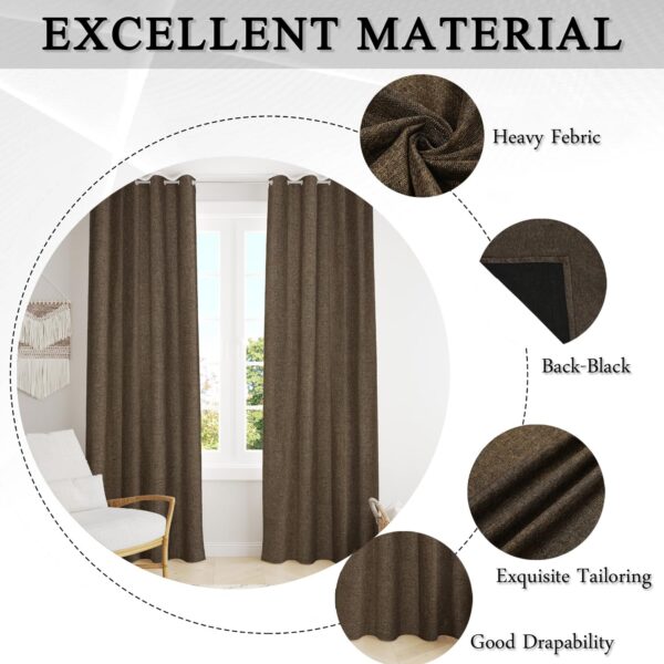 Stylish Jute Curtains for Windows | Breathable Eyelet Parda in Coffee Color - Image 3