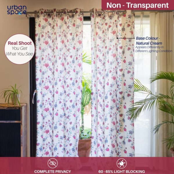 Elegant 100% Cotton Door Curtains for Room Darkening in Passion Flower Pink - Image 3