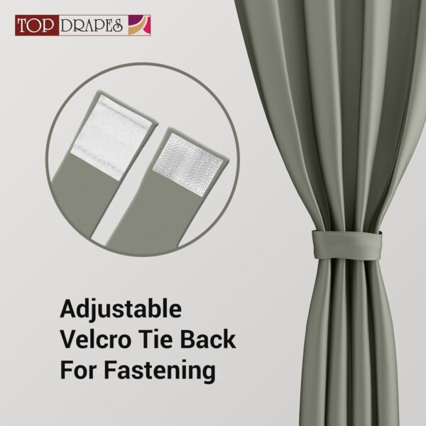 Room Darkening Blackout Curtains - Thermal Insulated Door Drapes in Dark Grey - Image 2