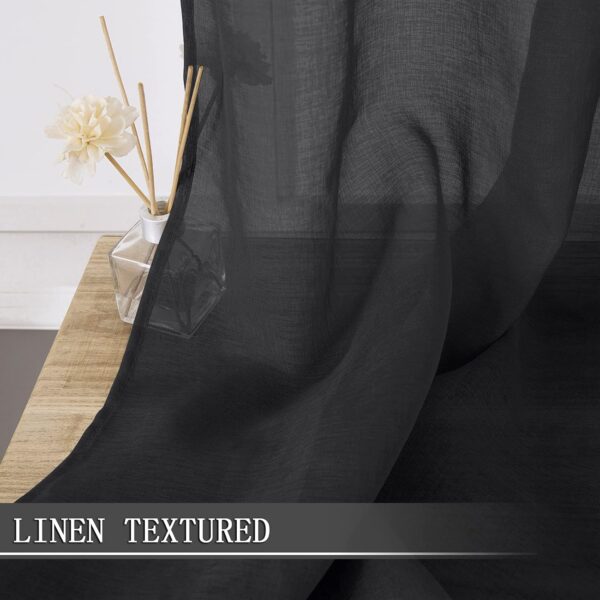 Elegant Black Sheer Valance Curtains for Light Filtering Bedroom Decor - Image 2