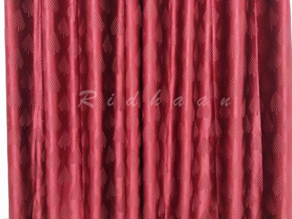 Elegant Maroon and Golden RIDHAAN Fabric Curtains with Tieback - Pack of 4 - Image 4