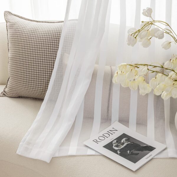 Urban Space Gold Foil Sheer Curtains: Elegant Light Filtering Door Set - Image 3