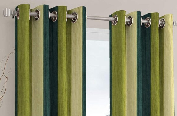 Stylish Green Polyester Blend Eyelet Curtains - Set of 2 for Modern Homes - Image 2