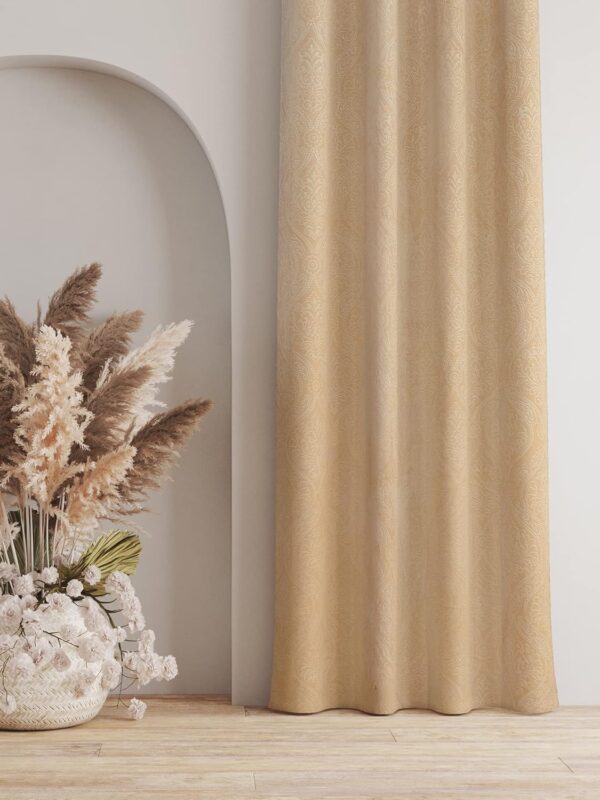 Elegant 2 Piece Cream Velvet Door Curtains - 7 Feet for Stylish Homes - Image 3