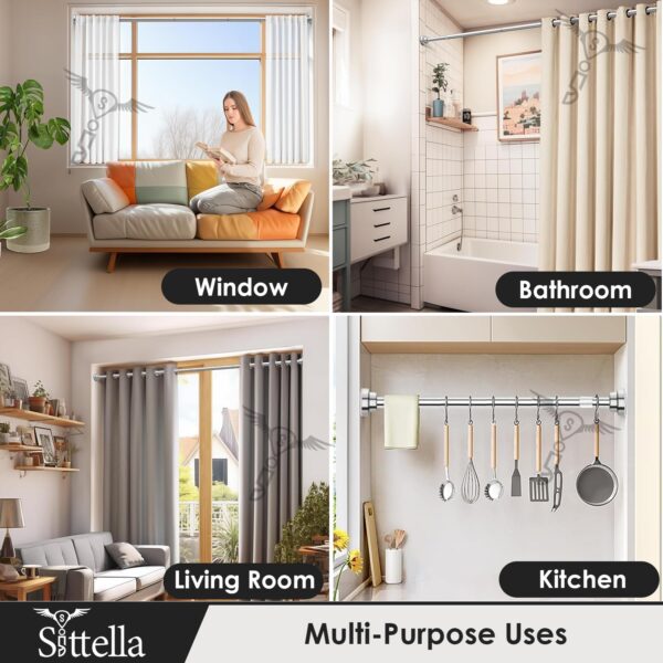 Extendable Stainless Steel Shower Curtain Tension Rod for Easy Installation - Image 7